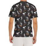 Skateboarding Skeleton Pattern Print Men's Short Sleeve Rash Guard