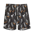 Skateboarding Skeleton Pattern Print Men's Athletic Shorts