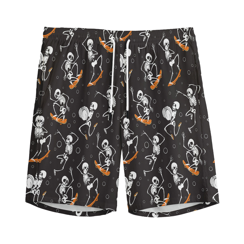 Skateboarding Skeleton Pattern Print Men's Sports Shorts