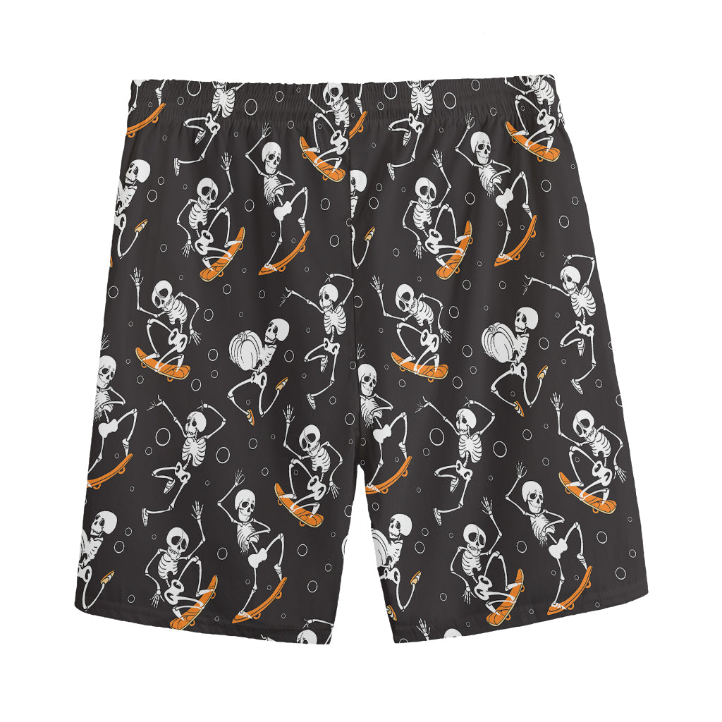 Skateboarding Skeleton Pattern Print Men's Sports Shorts