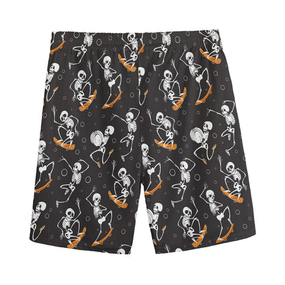 Skateboarding Skeleton Pattern Print Men's Sports Shorts