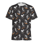 Skateboarding Skeleton Pattern Print Men's Sports T-Shirt