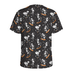 Skateboarding Skeleton Pattern Print Men's Sports T-Shirt