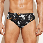 Skateboarding Skeleton Pattern Print Men's Swim Briefs