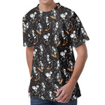 Skateboarding Skeleton Pattern Print Men's Velvet T-Shirt