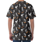 Skateboarding Skeleton Pattern Print Men's Velvet T-Shirt