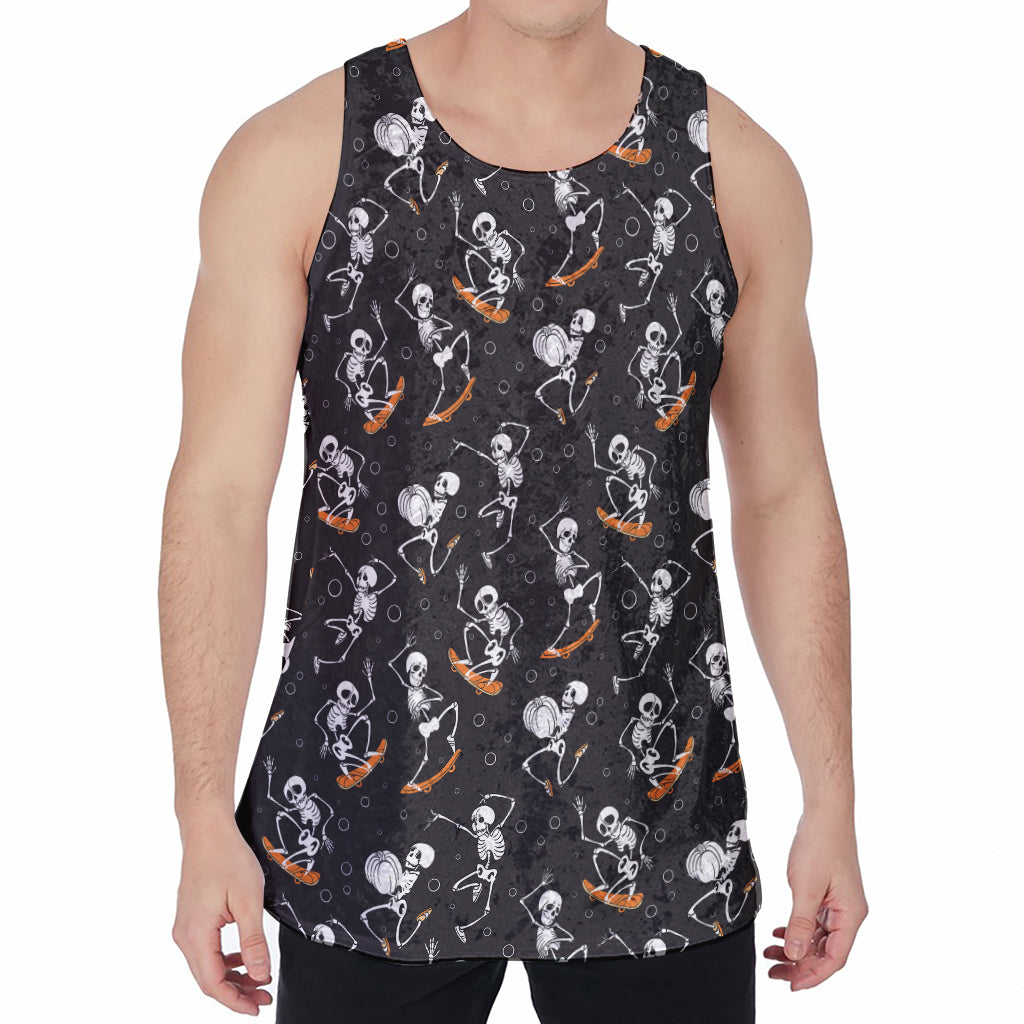 Skateboarding Skeleton Pattern Print Men's Velvet Tank Top