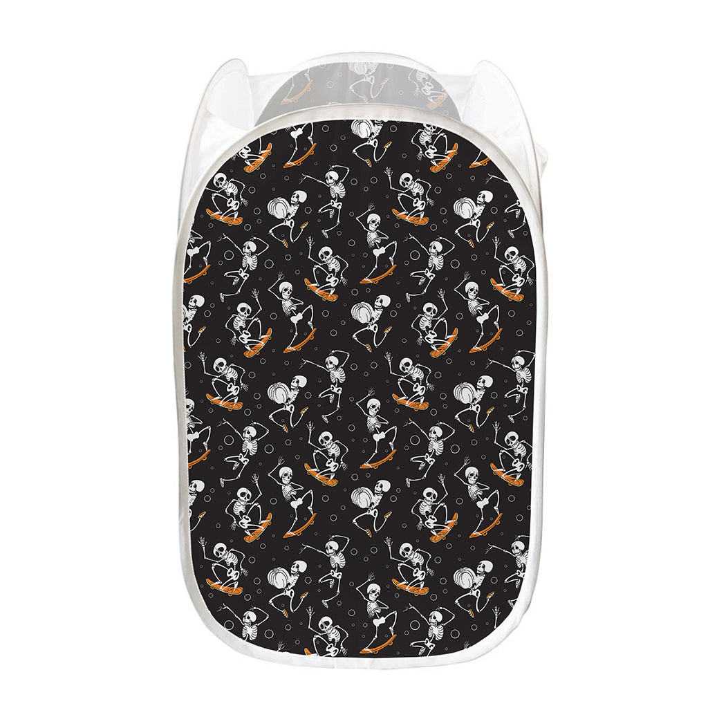 Skateboarding Skeleton Pattern Print Mesh Laundry Hamper