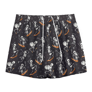 Skateboarding Skeleton Pattern Print Mesh Shorts