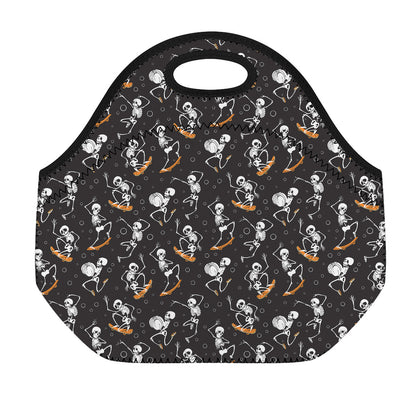 Skateboarding Skeleton Pattern Print Neoprene Lunch Bag