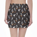Skateboarding Skeleton Pattern Print Pencil Mini Skirt