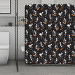 Skateboarding Skeleton Pattern Print Polyester Shower Curtain