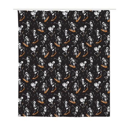 Skateboarding Skeleton Pattern Print Polyester Shower Curtain