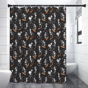 Skateboarding Skeleton Pattern Print Premium Shower Curtain