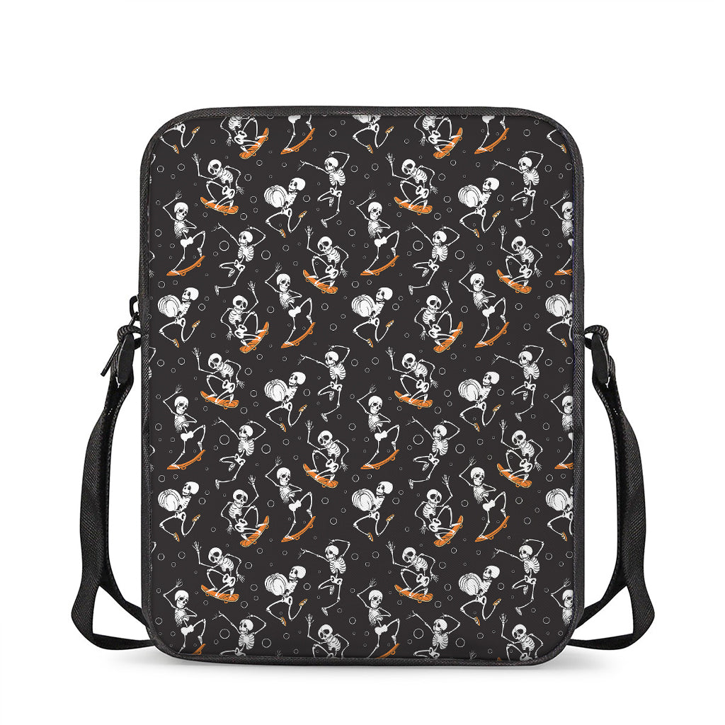 Skateboarding Skeleton Pattern Print Rectangular Crossbody Bag