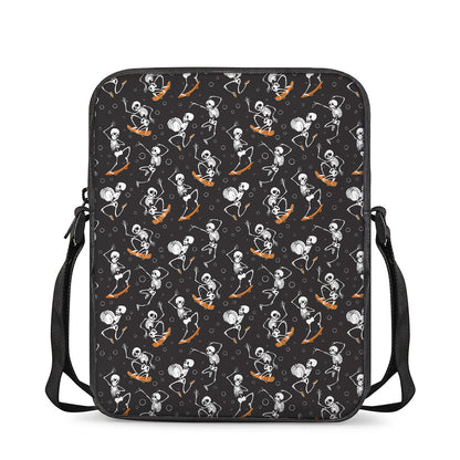 Skateboarding Skeleton Pattern Print Rectangular Crossbody Bag