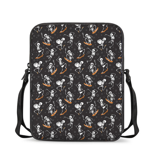 Skateboarding Skeleton Pattern Print Rectangular Crossbody Bag