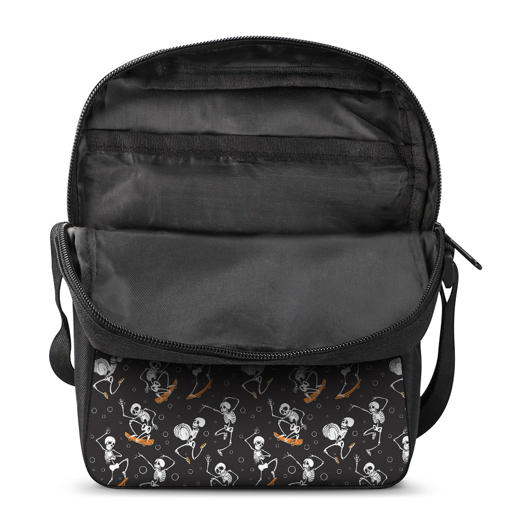 Skateboarding Skeleton Pattern Print Rectangular Crossbody Bag