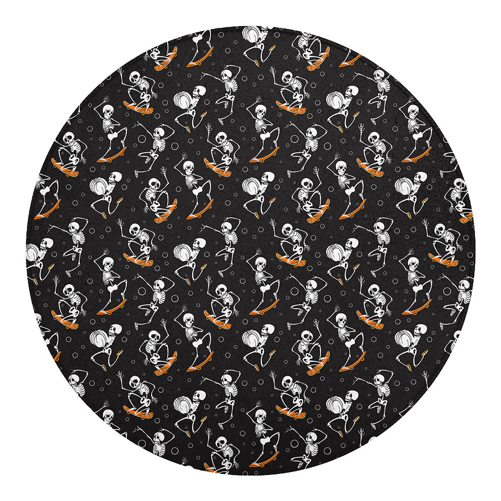 Skateboarding Skeleton Pattern Print Round Blanket