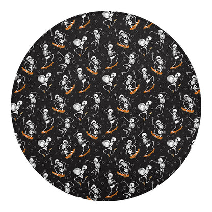 Skateboarding Skeleton Pattern Print Round Blanket