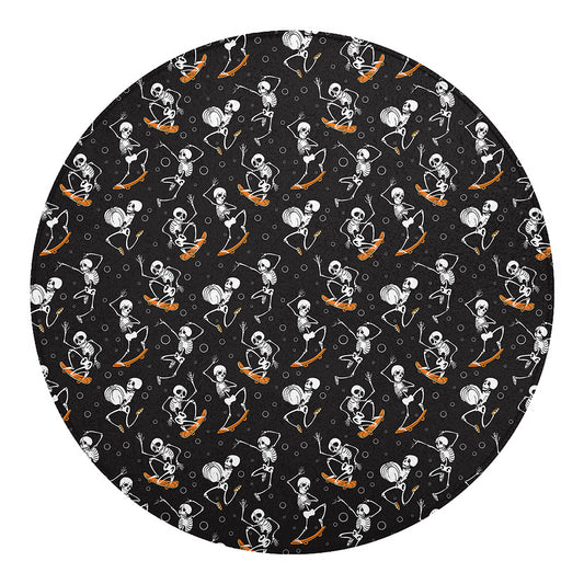 Skateboarding Skeleton Pattern Print Round Blanket