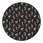 Skateboarding Skeleton Pattern Print Round Floor Mat