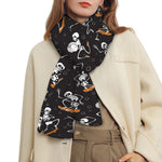 Skateboarding Skeleton Pattern Print Scarf
