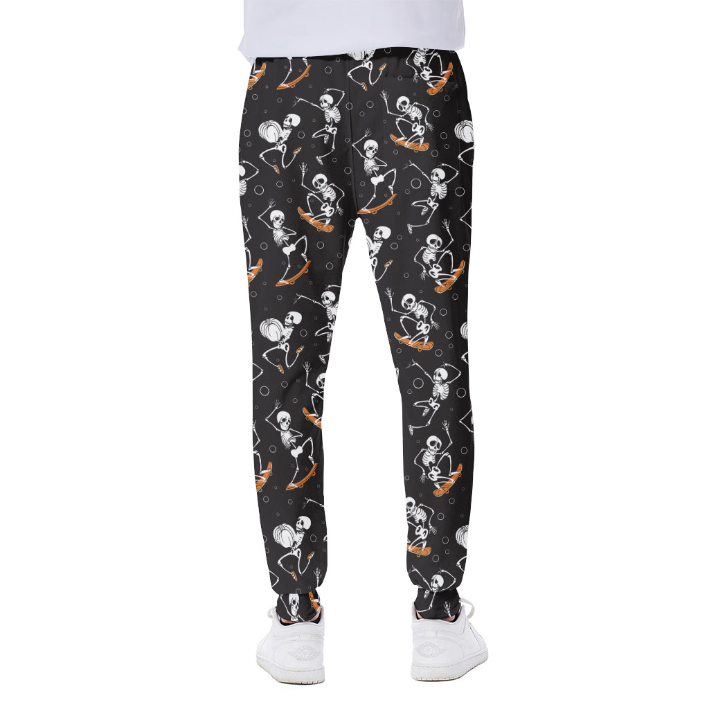 Skateboarding Skeleton Pattern Print Scuba Joggers