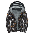 Skateboarding Skeleton Pattern Print Sherpa Lined Zip Up Hoodie