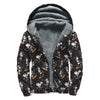 Skateboarding Skeleton Pattern Print Sherpa Lined Zip Up Hoodie