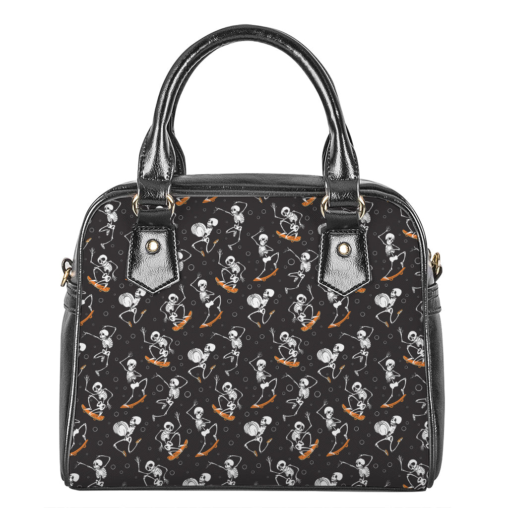 Skateboarding Skeleton Pattern Print Shoulder Handbag