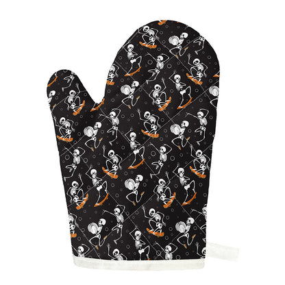 Skateboarding Skeleton Pattern Print Single Oven Mitt