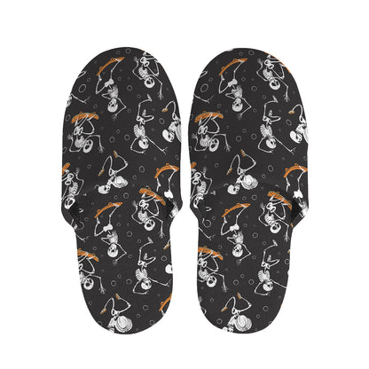 Skateboarding Skeleton Pattern Print Slippers