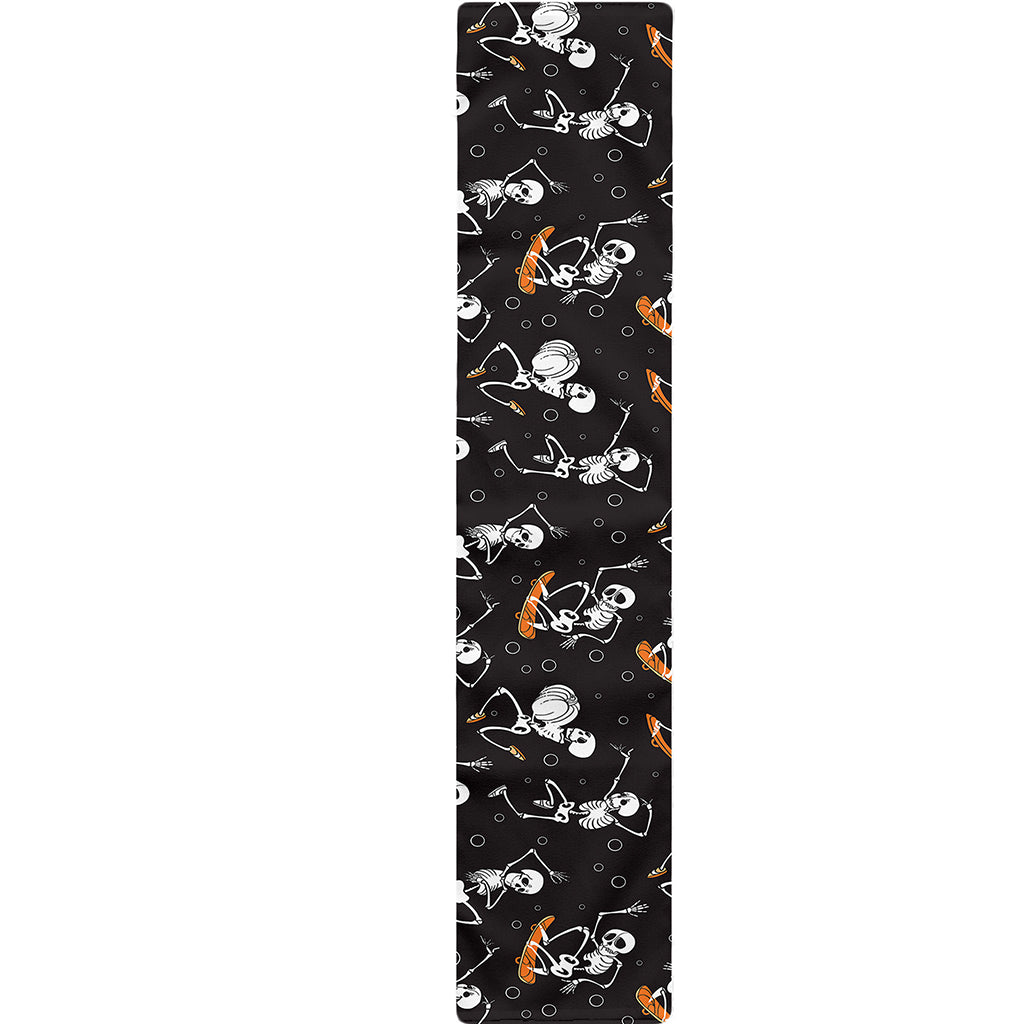 Skateboarding Skeleton Pattern Print Table Runner