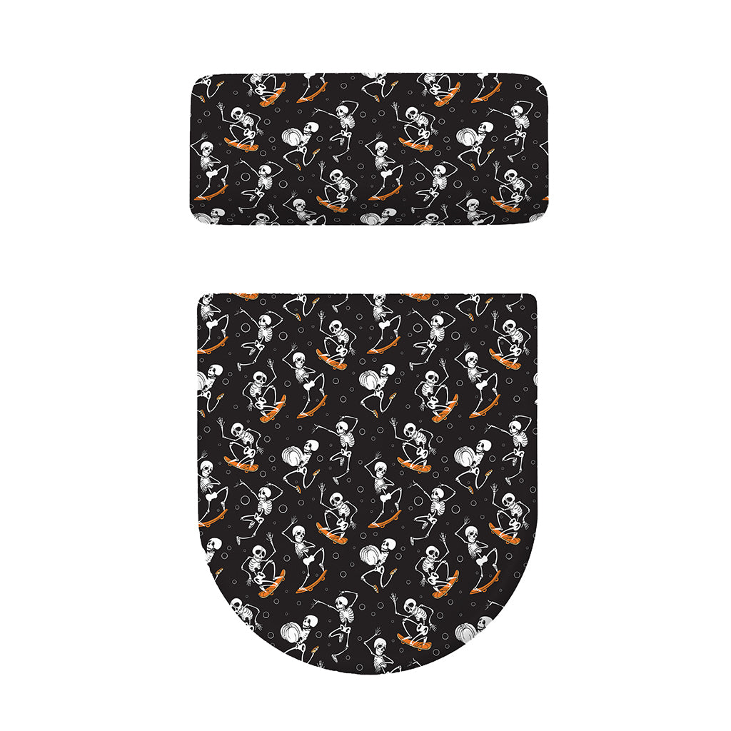 Skateboarding Skeleton Pattern Print Toilet Lid And Tank Cover Set