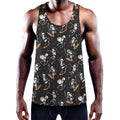 Skateboarding Skeleton Pattern Print Men's Workout Tank Top