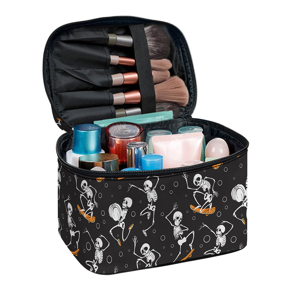 Skateboarding Skeleton Pattern Print Travel Makeup Bag