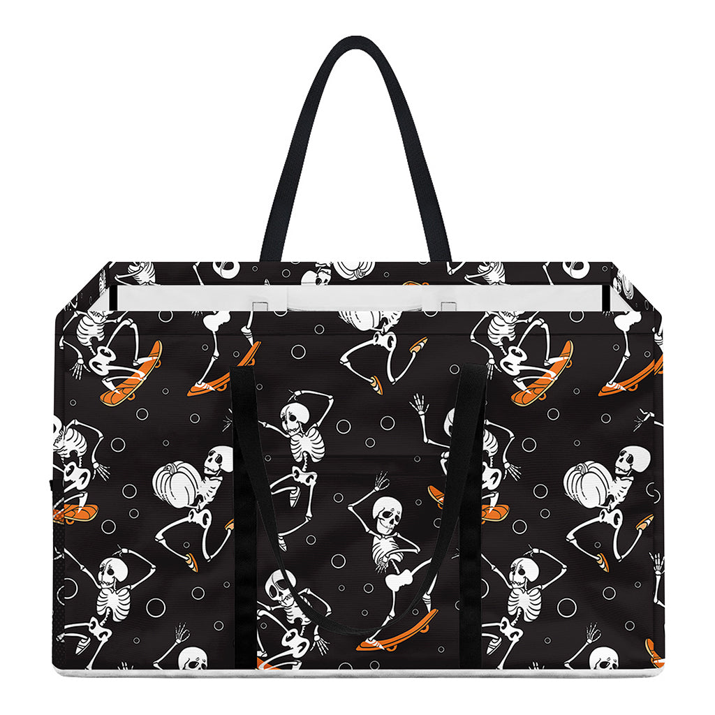 Skateboarding Skeleton Pattern Print Utility Tote Bag