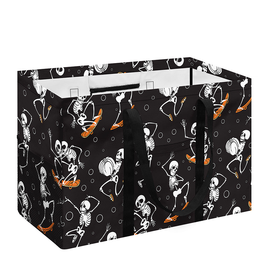 Skateboarding Skeleton Pattern Print Utility Tote Bag