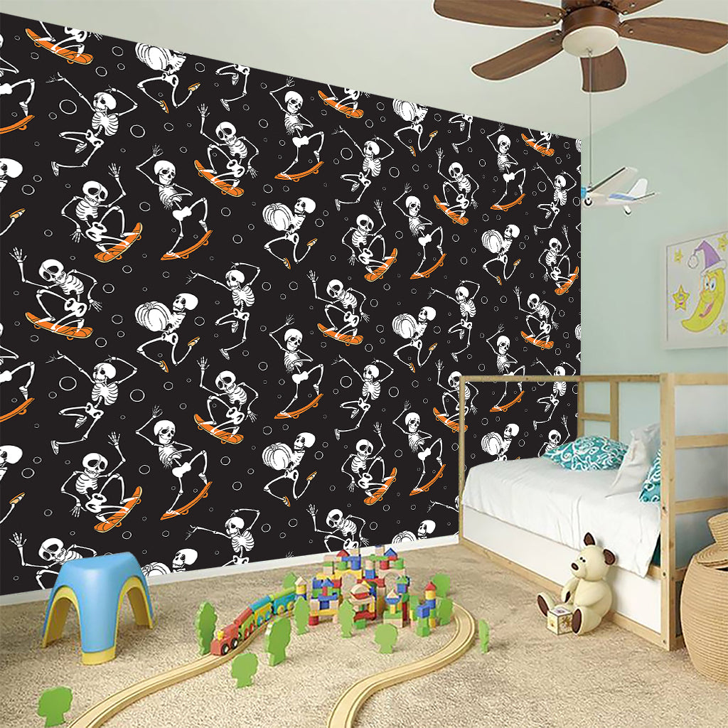 Skateboarding Skeleton Pattern Print Wall Sticker