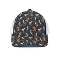 Skateboarding Skeleton Pattern Print White Mesh Trucker Hat