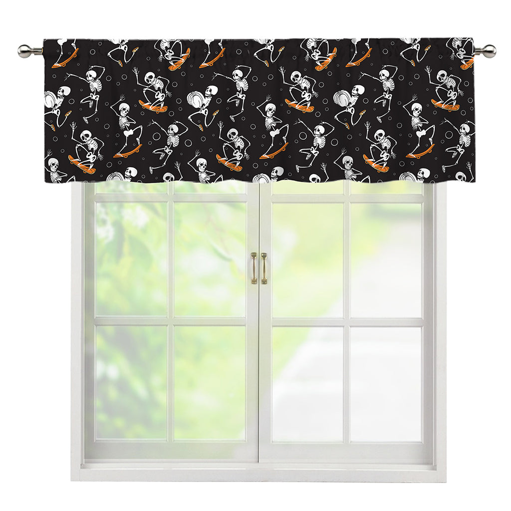 Skateboarding Skeleton Pattern Print Window Valance