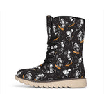 Skateboarding Skeleton Pattern Print Winter Boots