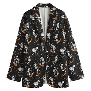 Skateboarding Skeleton Pattern Print Women's Blazer