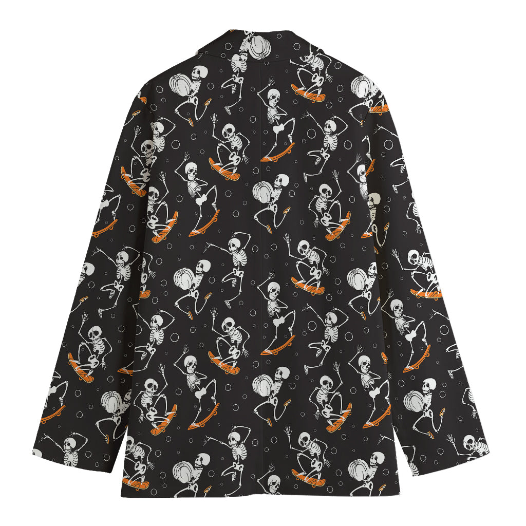 Skateboarding Skeleton Pattern Print Women's Blazer