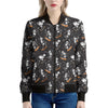 Skateboarding Skeleton Pattern Print Women's Bomber Jacket