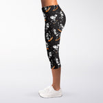 Skateboarding Skeleton Pattern Print Women's Capri Leggings
