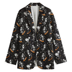 Skateboarding Skeleton Pattern Print Women's Cotton Blazer