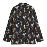 Skateboarding Skeleton Pattern Print Women's Cotton Blazer