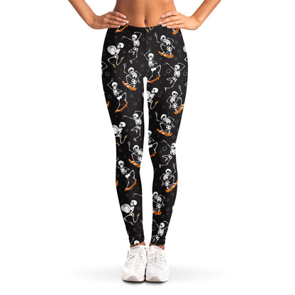 Skateboarding Skeleton Pattern Print Women's Leggings